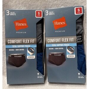 2 Packs Men's HANES 3 pair Comfort‎ Flex Fit tagless briefs Size Small Underwear